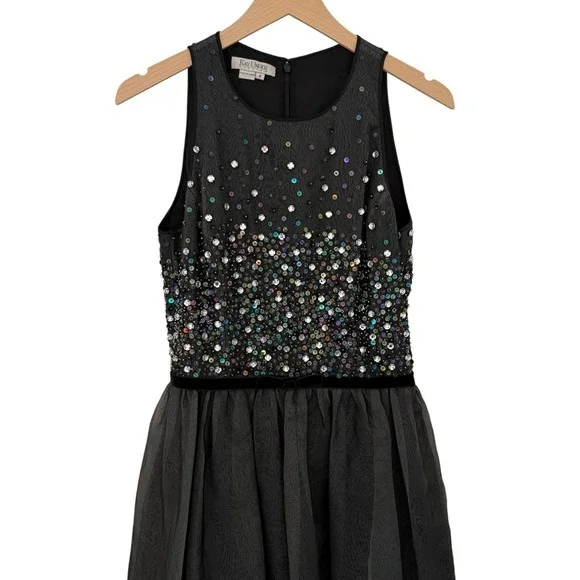 Kay Unger Silk Sequin Tulle Evening Gown Size 8 Black Formal Dress Wedding Kay Unger Silk Sequin Tulle Evening Gown Size 8 Black Formal Dress Wedding